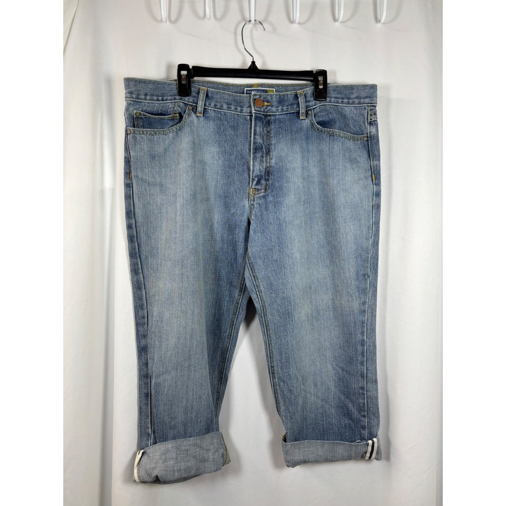 Old Navy Blue Jeans Women 16 Light Wash Low Waist Cotton Capri Cropped Pants